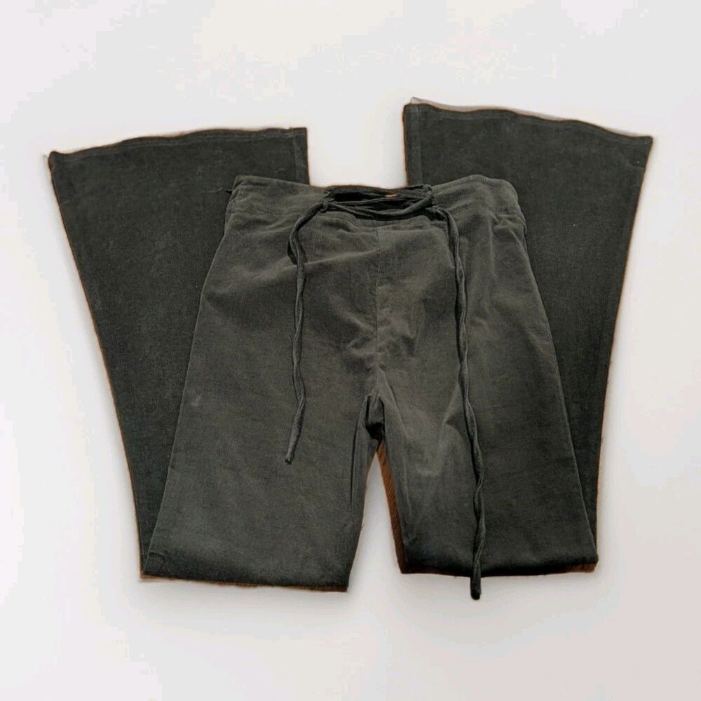 Y2K‎ Olive Flare Pants Windsor Stretch Boho Bell Bottom Retro Chic Medium